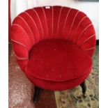 Small red velvet tub chair