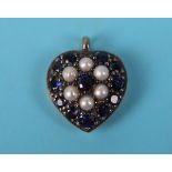 Sapphire & pearl heart pendant