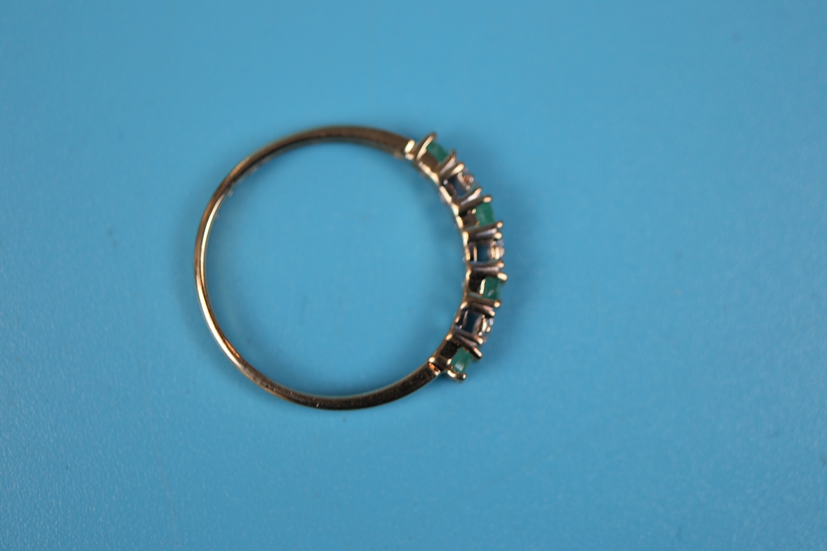 Gold emerald & diamond half hoop ring - Image 3 of 3