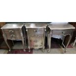 3 pieces of silver painted furniture