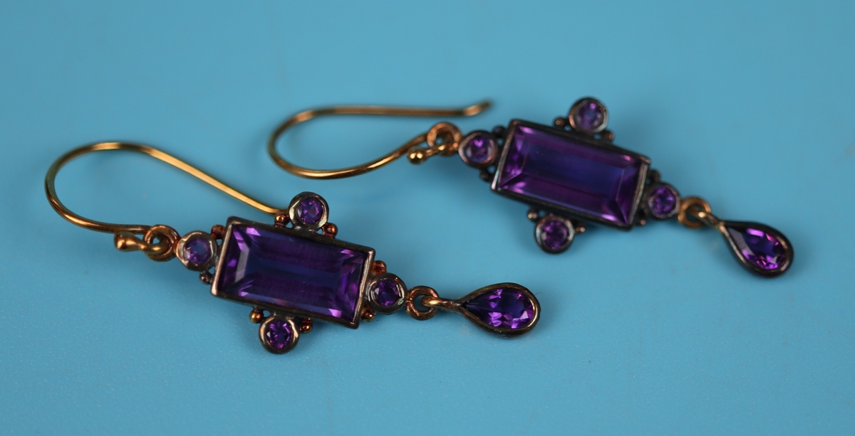 Pair of amethyst drop earrings