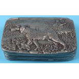 Edwin Blyde pewter pill box featuring hunting dog
