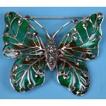 Silver & enamel butterfly brooch