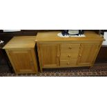 Contemporary oak sideboard and cupboard