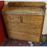 Antique pine chest of 2 over 2 drawers - Approx W: 100cm D: 46cm H: 108cm