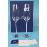 Pair of boxed Swarovski champagne flutes