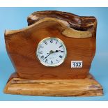 Yew wood mantle clock