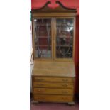 Inlaid, mahogany bureau bookcase - Approx W: 98cm D: 47cm H: 223cm