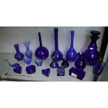 Collection of cobalt blue glassware