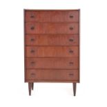 A 1960's Danish teak chest of six long d