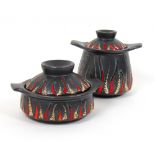 A pair of Italian ceramic containers and