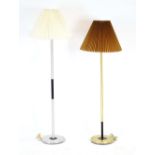 Two 1970's standard lamps with brass and