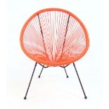 An oval lounge chair, the orange support