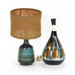 A Celtic Pottery table lamp together wit