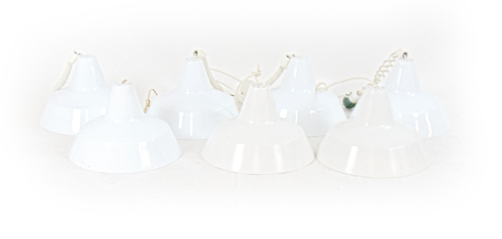 A set of seven Danish white enamelled pe