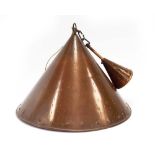 A 1970's Danish copper conical ceiling l