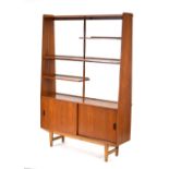 A 1970's teak room divider with three sh