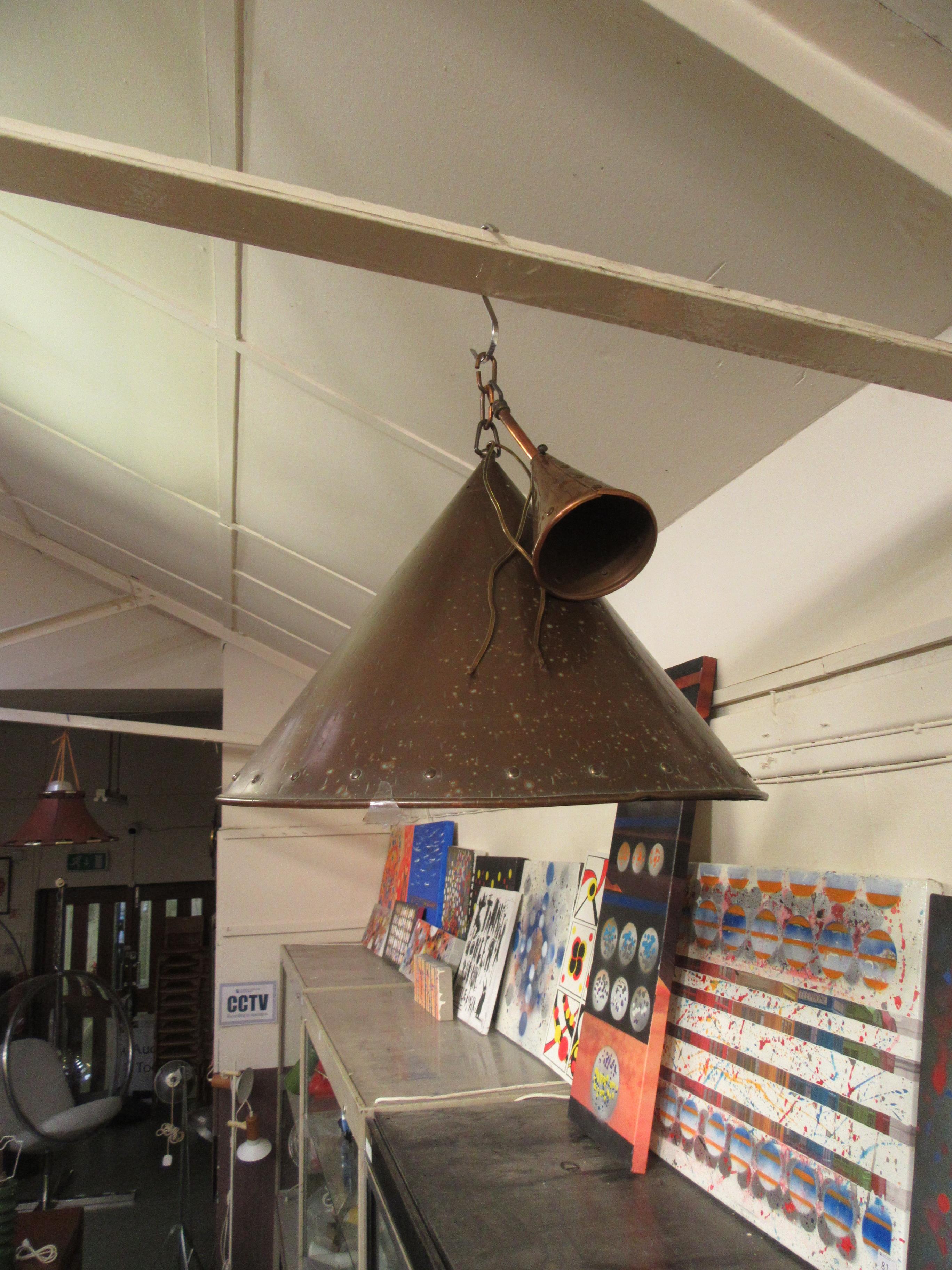 A 1970's Danish copper conical ceiling l - Image 4 of 5