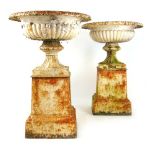 A pair of 19th century cast iron urns, t
