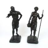 A pair of early 20th century bronzed spe