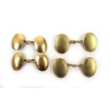 Two pairs of 18ct gold oval cufflink's,