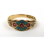A Victorian 18ct gold, ruby, turquoise a