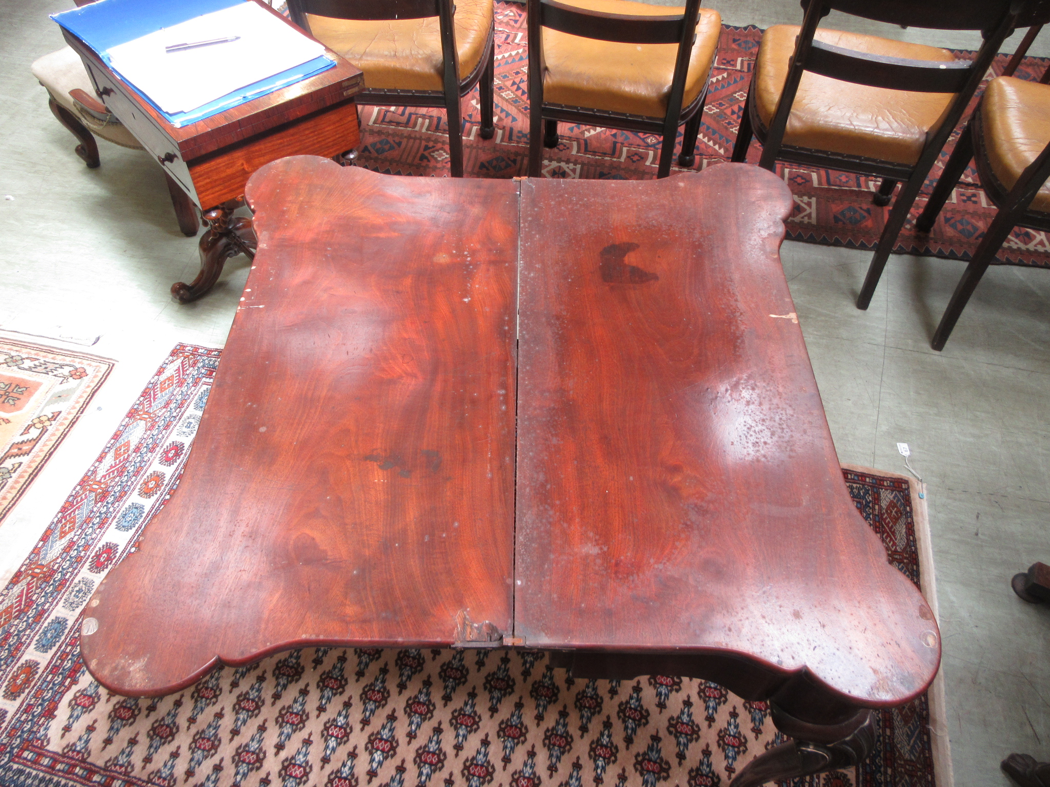 A George II mahogany tea table, the shap - Image 8 of 17