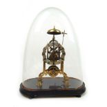 A 19th century brass skeleton clock with