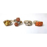 A group of four 9ct gold dress rings to