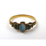 A 19th century yellow metal, opal and pe