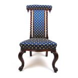 A Victorian rosewood prayer chair uphols
