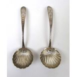 A pair of George III Irish silver ladles