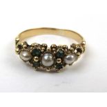 A Victorian yellow metal, pearl and gree