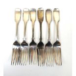 Six Victorian silver fiddle pattern tabl