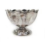 An Edwardian silver pedestal bowl having