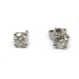 A pair of 18ct white gold and diamond st