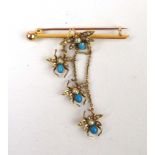 A late Victorian yellow metal, turquoise