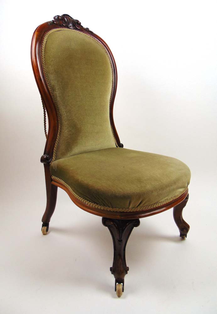 A Victorian walnut nursing chair upholst - Image 2 of 2
