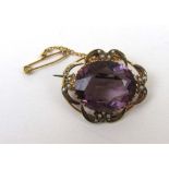 A late Victorian yellow metal, amethyst