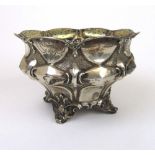 A Victorian silver rose bowl, the angula