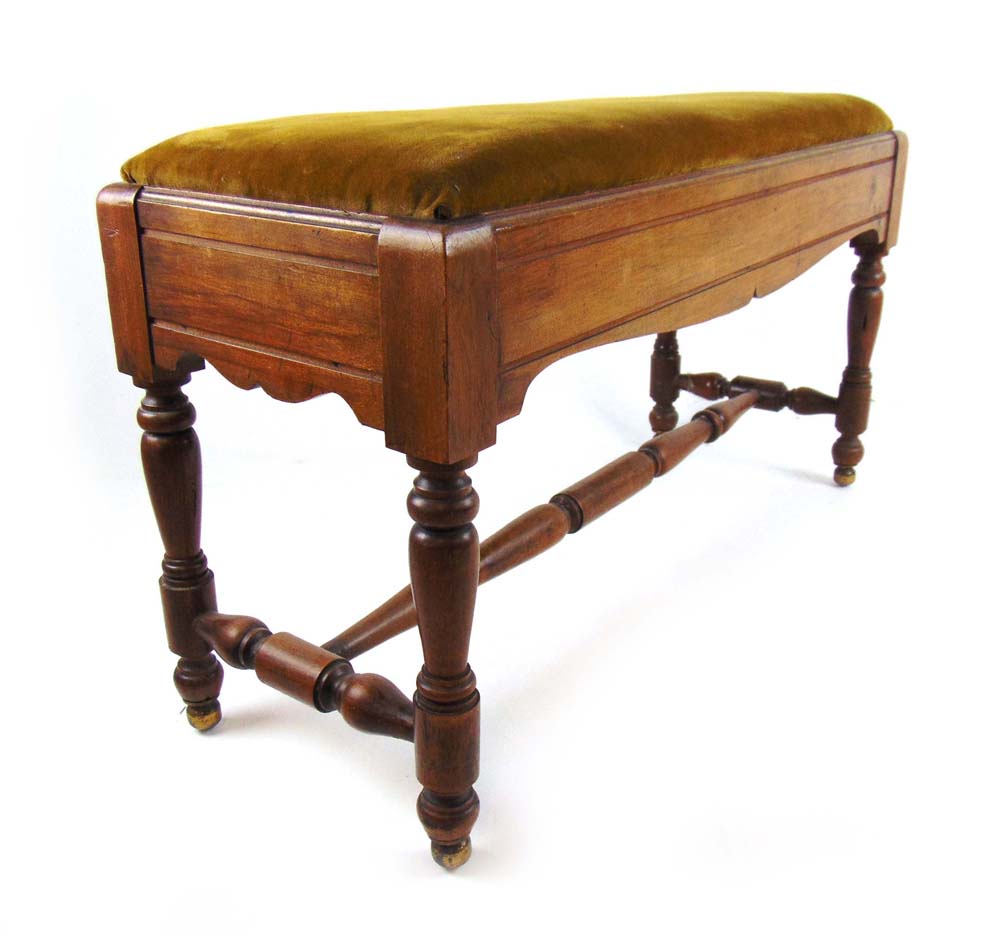 An Edwardian walnut duet stool, the upho - Image 2 of 2