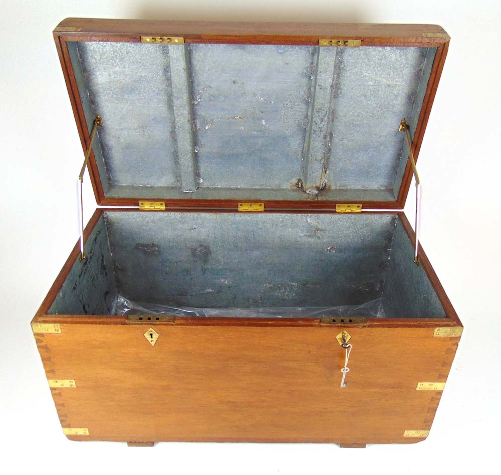 An early 20th century teak trunk, with l - Image 2 of 2