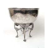 An Edwardian silver bowl on stand, the b