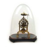 A 19th century brass skeleton clock with