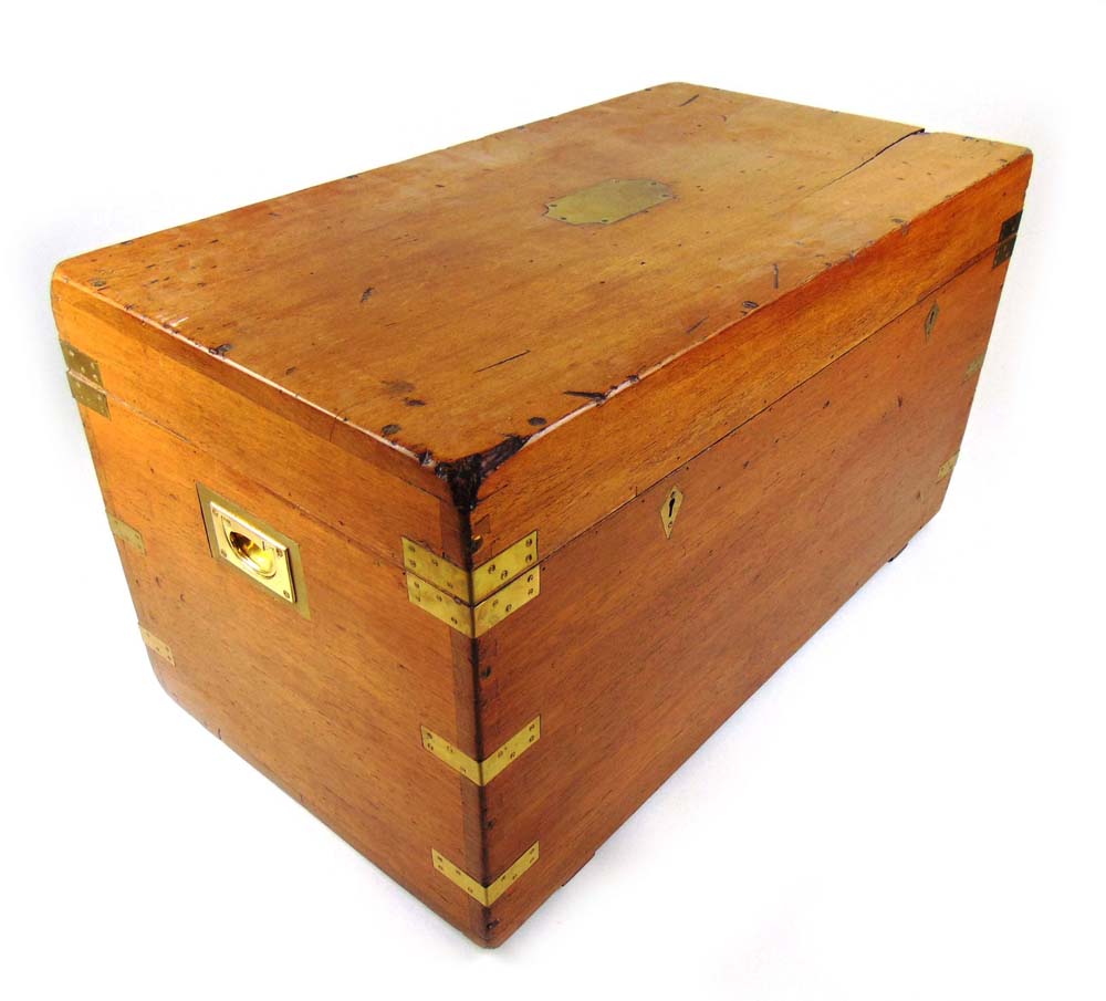 An early 20th century teak trunk, with l - Image 2 of 3