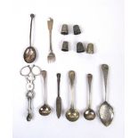 A selection of silver flatware and items