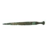 A Luristan bronze dagger, the tapering b