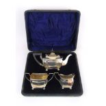 An Edwardian silver three piece tea set