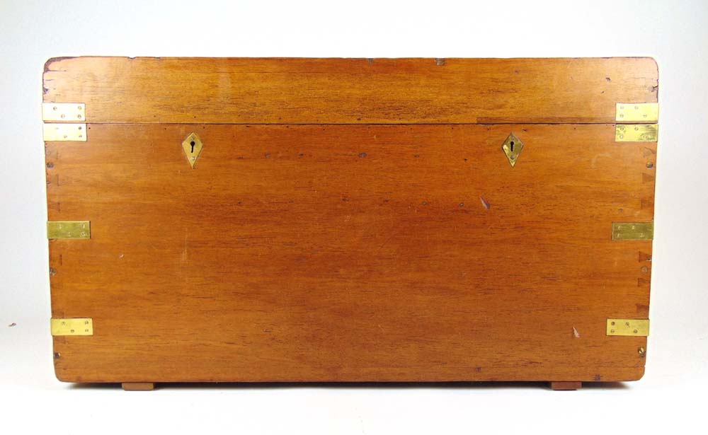 An early 20th century teak trunk, with l