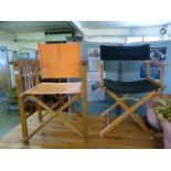 Two folding director style chairs